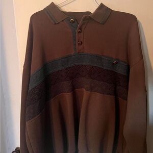 Men's Brown Sweater with Button Details